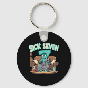 Retro Sick Seven 67 Halloween Number Design Key Ring
