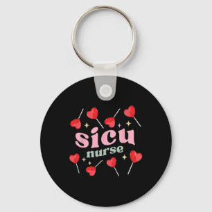 Retro Sicu Nurse Lollipops Valentines Day Surgical Key Ring