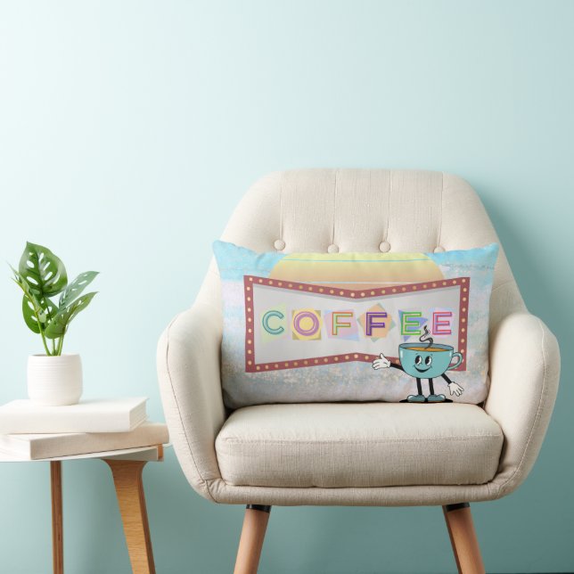 Retro Sign Coffee Lumbar Pillow (Chair)