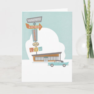 Retro sign Father-in-Law Birthday  Card
