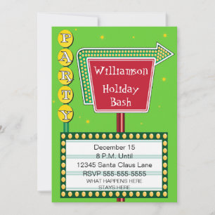 Retro Sign Holiday Party Invitation