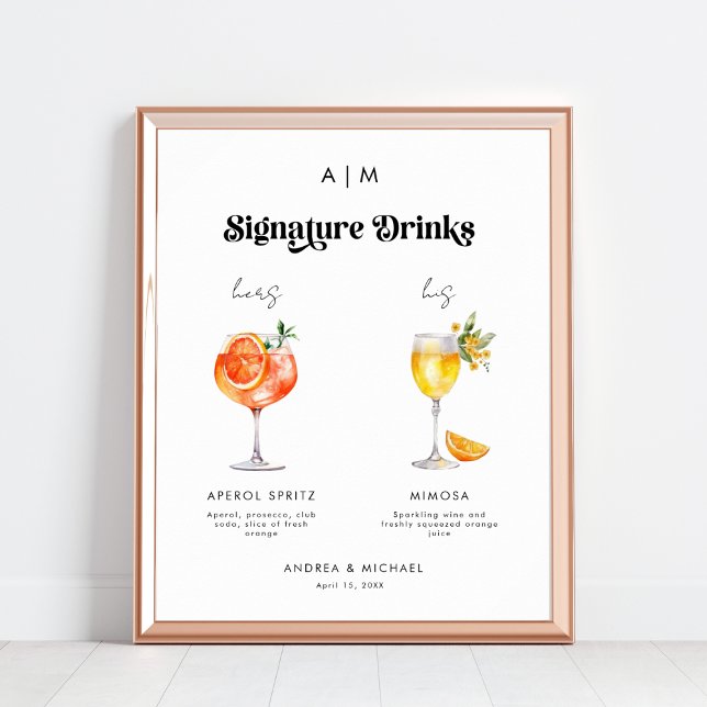 Retro Signature Drinks Cocktails Wedding Sign    (Creator Uploaded)