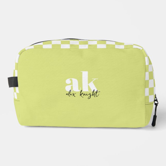 Retro Signature Monogram Chequered Dopp Kit (Front)