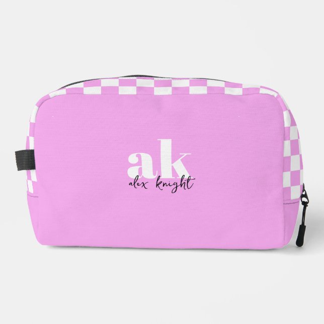 Retro Signature Monogram Chequered Dopp Kit (Front)