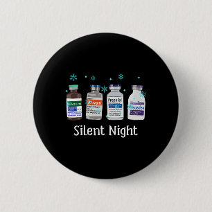 Retro Silent Night Icu Nurse Christmas Intensive C 6 Cm Round Badge