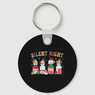 Retro Silent Night Icu Nurse Christmas Key Ring