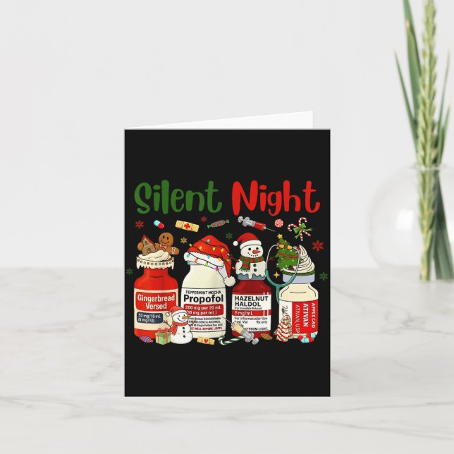 Retro Silent Night Xmas Nurse Christmas Doctor Er  Card (Front)