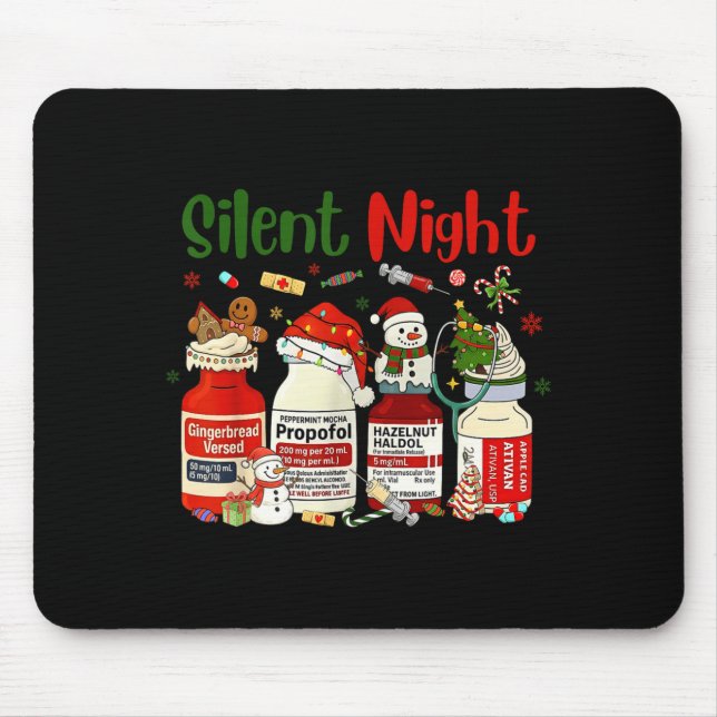 Retro Silent Night Xmas Nurse Christmas Doctor Er  Mouse Pad (Front)