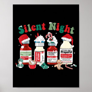 Retro Silent Night Xmas Nurse Christmas Doctor Er  Poster