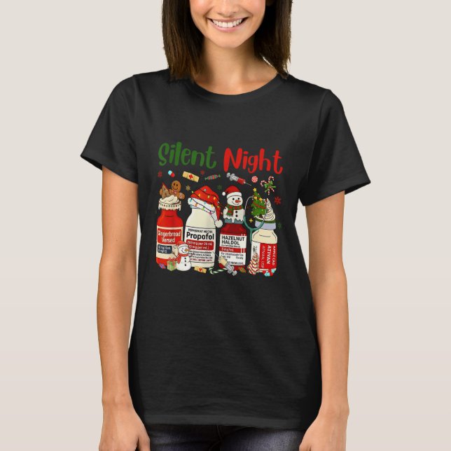 Retro Silent Night Xmas Nurse Christmas Doctor Er  T-Shirt (Front)