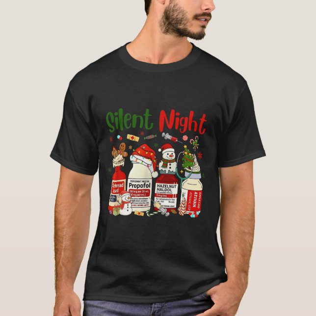 Retro Silent Night Xmas Nurse Christmas Doctor Er  T-Shirt (Front)