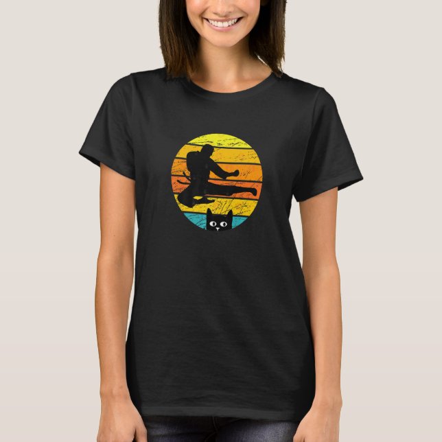 Retro Silhouette Karate Cat T-Shirt (Front)