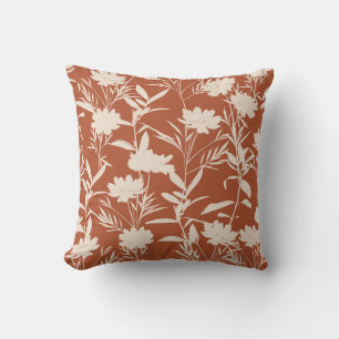 Retro silhouette meadow flowers seamless pattern i cushion