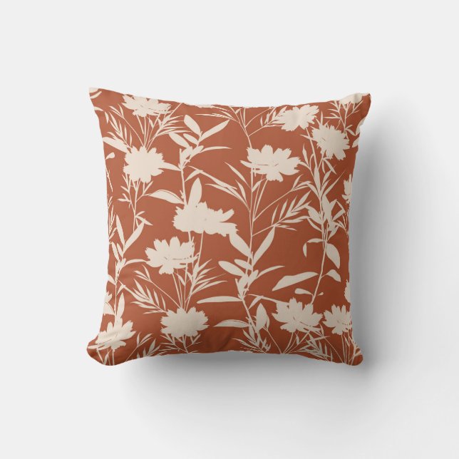 Retro silhouette meadow flowers seamless pattern i cushion (Front)
