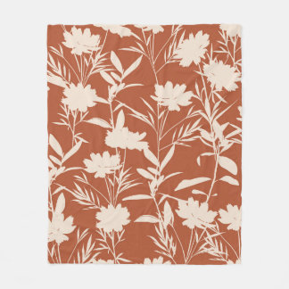 Retro silhouette meadow flowers seamless pattern i fleece blanket