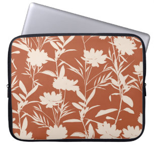 Retro silhouette meadow flowers seamless pattern i laptop sleeve