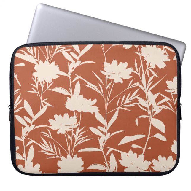 Retro silhouette meadow flowers seamless pattern i laptop sleeve (Front)