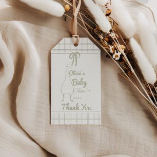 Retro Silly Goose Gender Neutral Ribbon Baby  Gift Tags