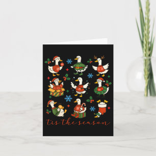 Retro Silly Goose Santa Cute Merry Christmas Tis T Card