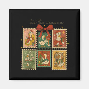 Retro Silly Goose Santa Cute Merry Christmas Tis T Magnet