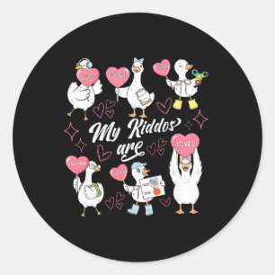 Retro Silly Goose Valentine A Applied Behaviour An Classic Round Sticker