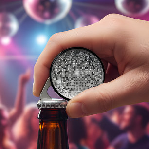 Retro Silver Disco Ball Party Bottle Opener