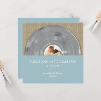 Retro Silver Music Vinyl Record Wedding Invitation