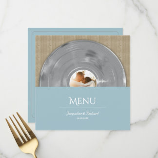 Retro Silver Music Vinyl Record Wedding Menu