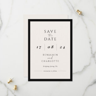 Retro Simple Black& White Wedding save the date