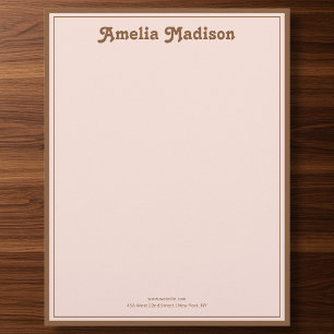 Retro Simple Blush Pink Orange Custom Letterhead