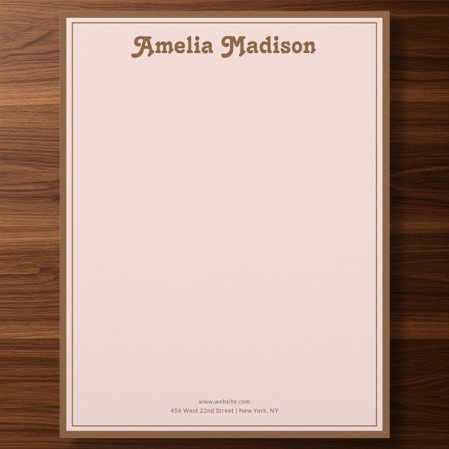 Retro Simple Blush Pink Orange Custom Letterhead (Creator Uploaded)