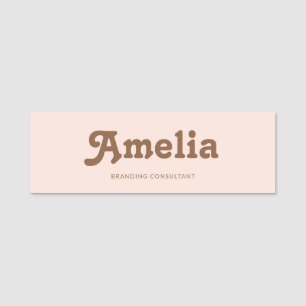 Retro Simple Blush Pink Orange Name Tag