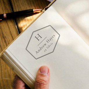 Retro Simple Frame Modern Monogram Ex Libris Book Self-inking Stamp
