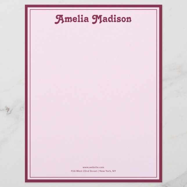 Retro Simple Pink Letterhead (Front)