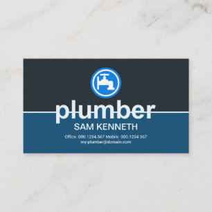 Retro Simple Plumber Signage Plumbing Contractor Business Card