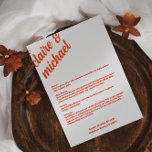 Retro Simple Wedding Table Menu Cards Flat Menu<br><div class="desc">Explore our charming Retro Simple Wedding Table Menu Cards, perfect for your wedding reception. These flat menu cards beautifully showcase your reception menu with a touch of vintage elegance. Featuring a concise list of delectable dishes, our Retro Simple Wedding Menu Cards effortlessly complement your wedding aesthetic. Crafted for a timeless...</div>