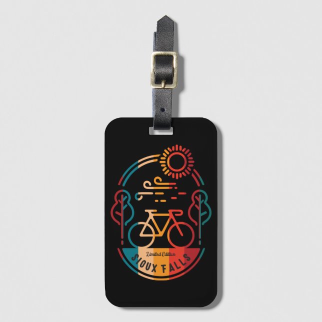 Retro Sioux Falls Bike Trail Luggage Tag (Front Vertical)