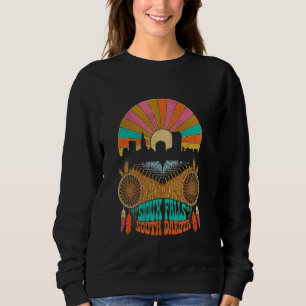 Retro Sioux Falls South Dakota Sunset Skyline Vint Sweatshirt