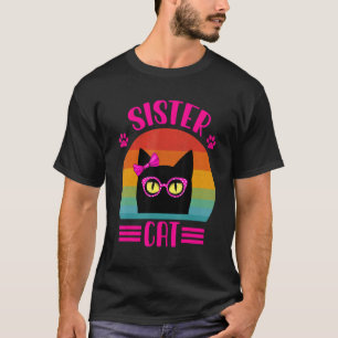 Retro Sister Cat With Pink Leopard Glasses Cat 1 T-Shirt