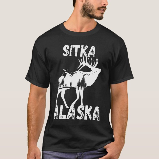 Retro Sitka AK Alaska City Apparel Souvenir T-Shirt (Front)