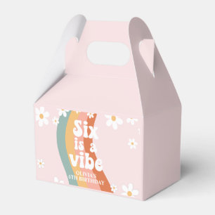 Retro Six is a Vibe Rainbow Daisy 6th Birthday Favour Box