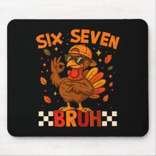 Retro Six Seven Bruh 67 Fall Thanksgiving Turkey 6 Mouse Pad