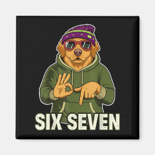 Retro Six Seven Golden Retriever Graphic Gift Men  Magnet