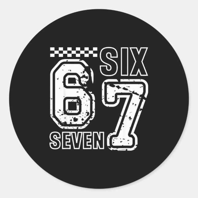 Retro Six Seven Numbers Clever Humor 6 7 Meme Mens Classic Round Sticker (Front)