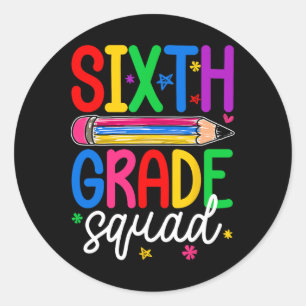 Retro Sixth Grade Squad First Day Of School Boys G Classic Round Sticker