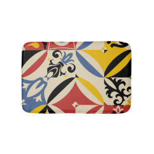 Retro Sixties Azulejos Geometric Pattern Bath Mat