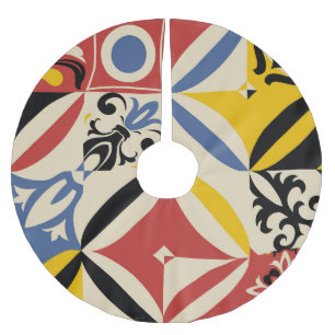 Retro Sixties Azulejos Geometric Pattern Brushed Polyester Tree Skirt