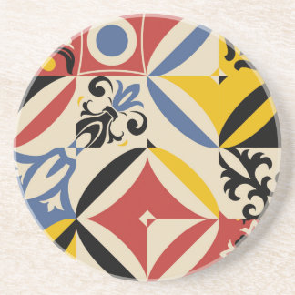 Retro Sixties Azulejos Geometric Pattern Coaster