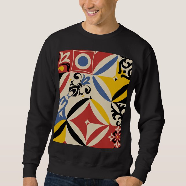 Retro Sixties Azulejos Geometric Pattern Sweatshirt (Front)