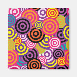 Retro, Sixties, Circles, Colourful, Fun, Magnet